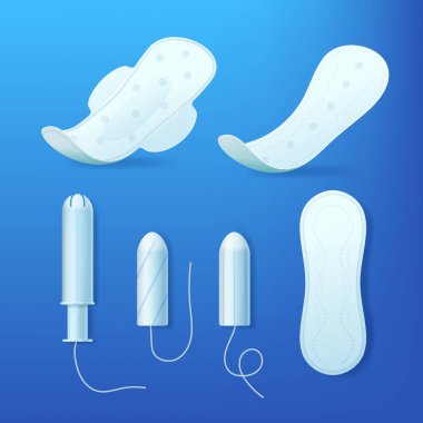 Realistic 3d Detailed Feminine Hygiene Products Set. Vector clipart
