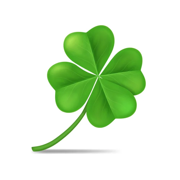 Feuille de Shamrock verte détaillée 3d réaliste. Vecteur — Image vectorielle