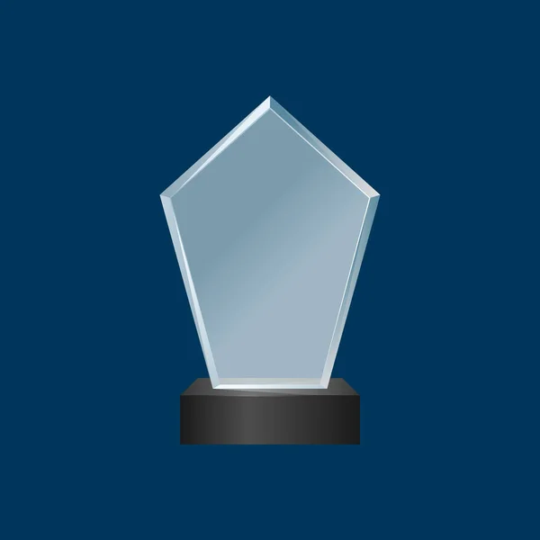Realista detallado trofeo Copa de cristal 3d. Vector — Vector de stock