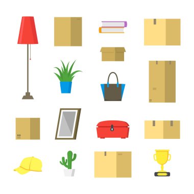 Karikatür Renk Hareketli Simge Seti Kavramı. Vektör