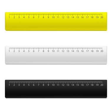 Gerçekçi Detaylı 3d Okul Ölçüm Cetvelleri Seti. Vektör