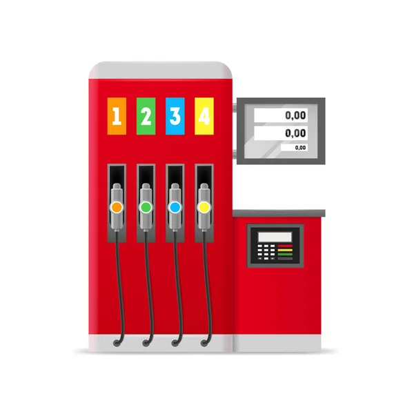 Cartoon Color pompy stacji benzynowej z dyszy paliwowej. Wektor — Wektor stockowy