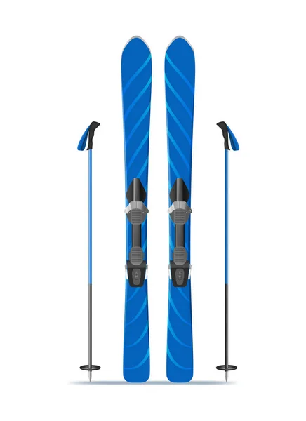 Realistic 3d Detailed Blue Ski with Stiks. Vector — 스톡 벡터