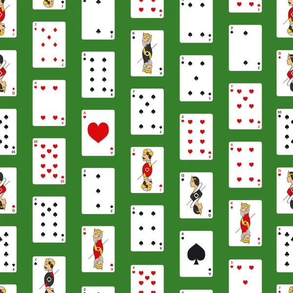 Poker Oyun Kartları Full Deck Sorunsuz Desen Arka Plan. Vektör — Stok Vektör