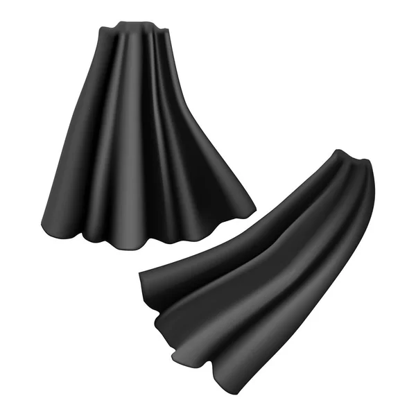 Realistiska detaljerade 3D Black cloaks kostym superhjälte set. Vektor — Stock vektor