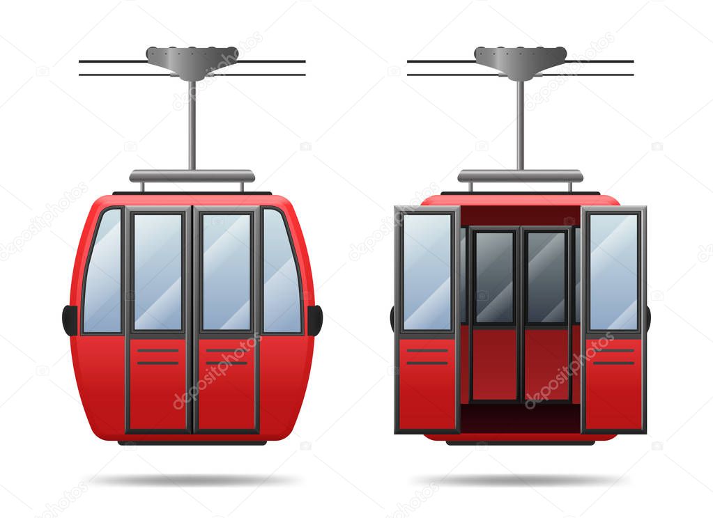 Realistic 3d Detailed Cabin Cableway Set. Vector