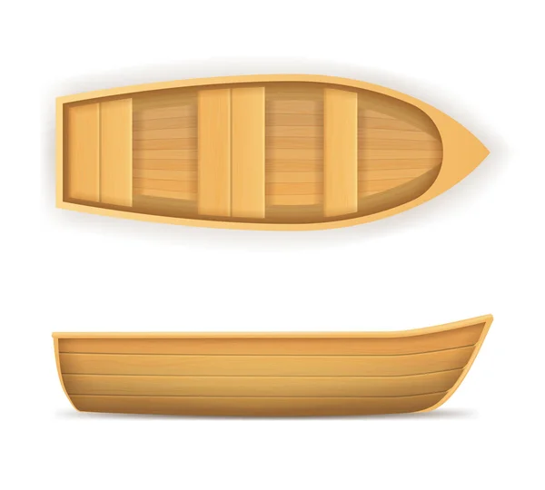 Realista 3d detallado conjunto de barcos de madera. Vector — Vector de stock