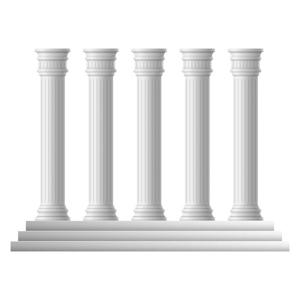Realistic Detailed 3d Row Ancient Columns Set. Vector