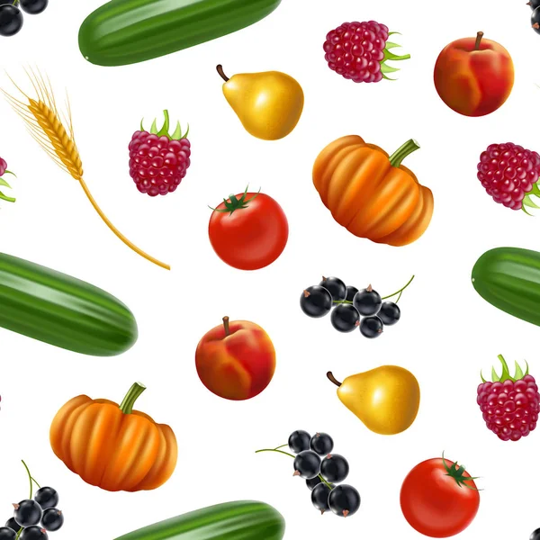 Realistic Detailed 3d Harvest Seamless Pattern Background. Вектор — стоковый вектор