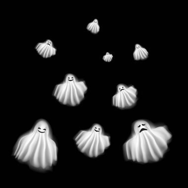 Gerçekçi detaylı 3d karakterler komik hayalet ayarlayın. Vektör