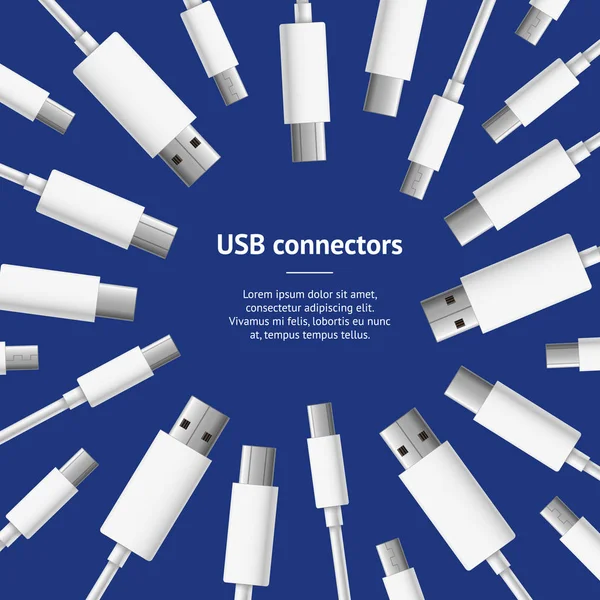Realistische gedetailleerde 3D USB-typen Card. vector — Stockvector