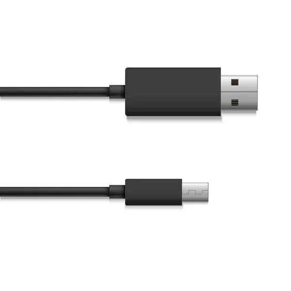 Réaliste détaillée 3d noir USB Types Set. Vecteur — Image vectorielle