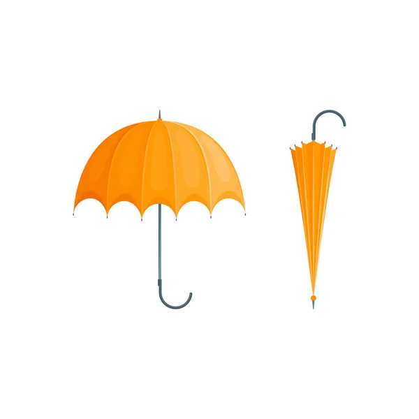 Refleic Detailed 3d Orange Umbrella Set Open and Ced View. Вектор — стоковый вектор