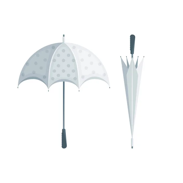 Realistic Detailed 3d Umbrella in Dot Set Open and Closed View. Vector — Stock Vector