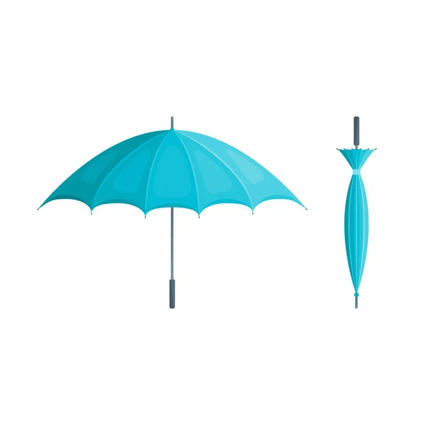 Refleic Detailed 3d Blue Umbrella Set Open and Ced View. Вектор — стоковый вектор