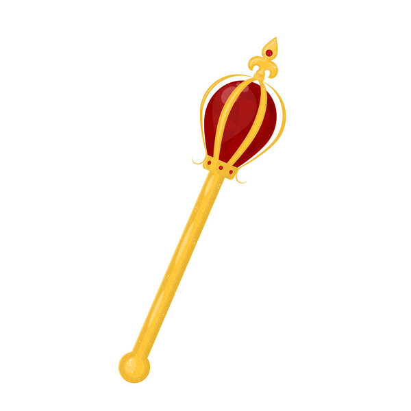 Cartoon Color Golden Royal Regal Scepter. Vector