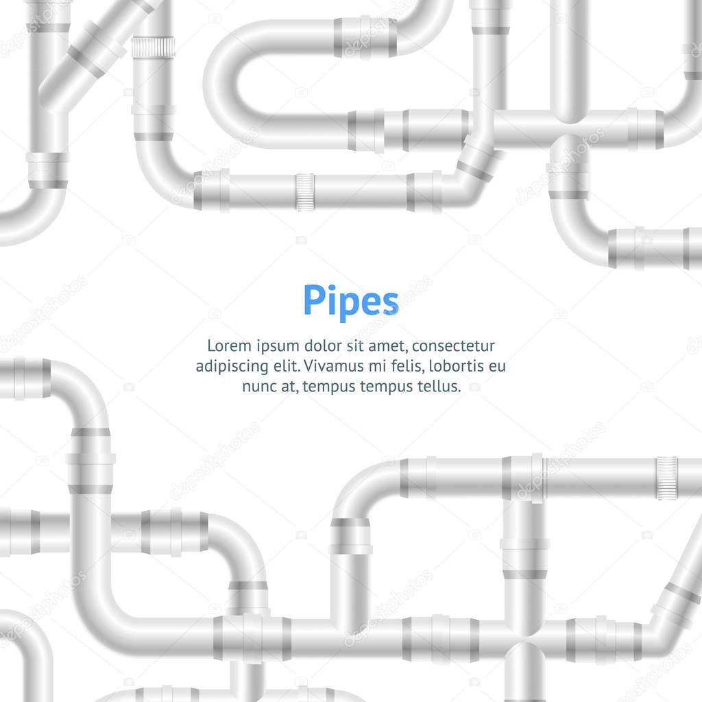 Realistic Detailed 3d White Blank Pipe Card. Vector