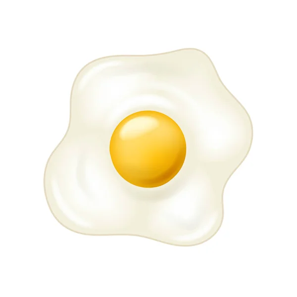 Dettagliato realistico 3d uovo fritto su un bianco. Vettore — Vettoriale Stock
