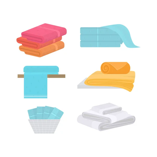 Cartoon Color Hand en Bad Fabric Handdoeken Set. Vector — Stockvector
