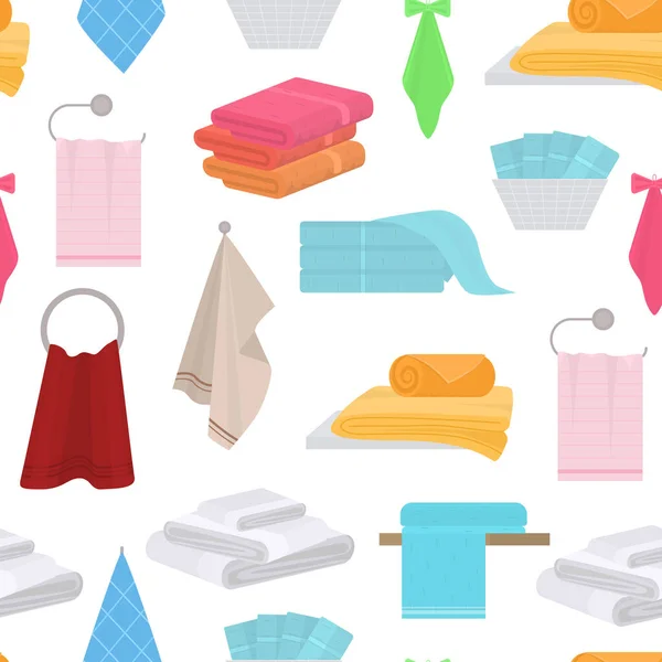 카툰 컬러 핸드 (Cartoon Color Hand) 와 배스 파브 릭 타워 (Bath Fabric Towels Seamless Pattern Background). Vector — 스톡 벡터