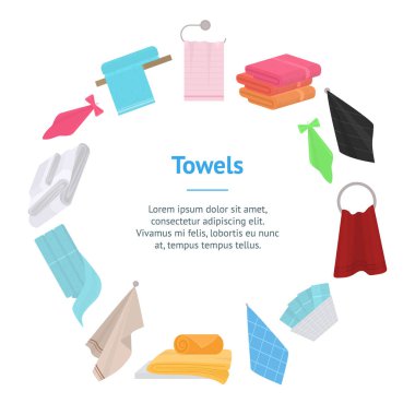 Çizgi film Renkli El ve Banyo Kumaşı Havlu Sancak Çemberi. Vektör