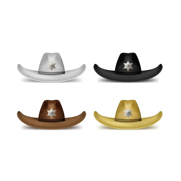 Realistische 3D Detaillierte Brown Sheriff Hat. Vektor — Stockvektor
