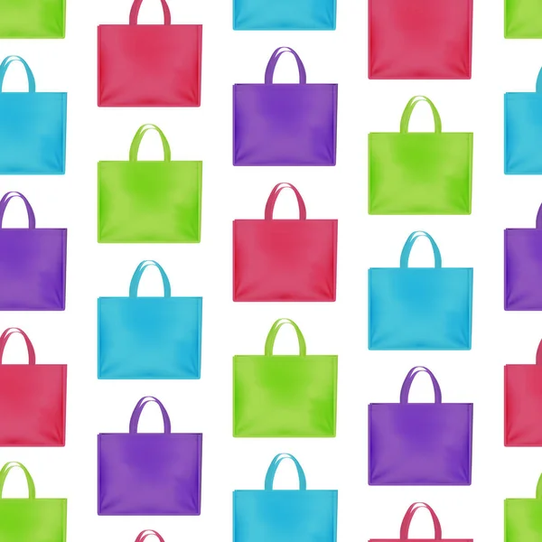 3d Detailed Color Blank Tote Sale Bags Seamless Pattern Background ( 영어 ) 공식 웹 사이트. Vector — 스톡 벡터