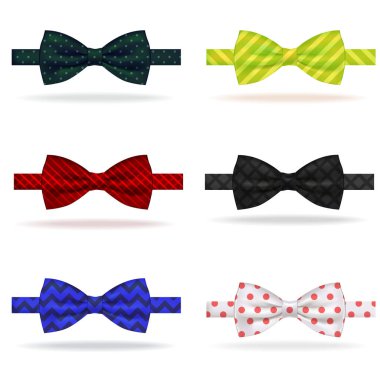 Gerçekçi 3d Ayrıntılı Fiyonk Kravatı Seti. Vektör