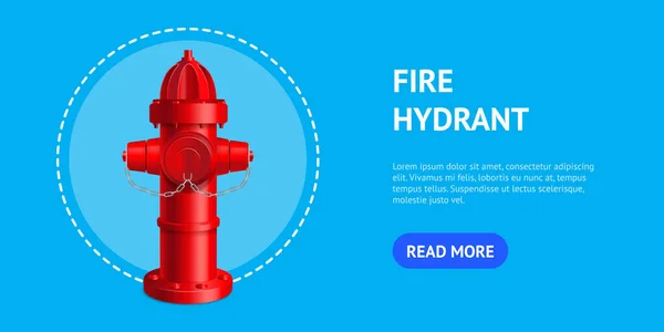 Realisztikus 3D-s Részletes Vörös Tűz Hydrant kártya. Vektor — Stock Vector