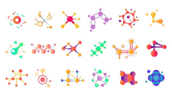 Набор молекул цвета мультфильма. Вектор
