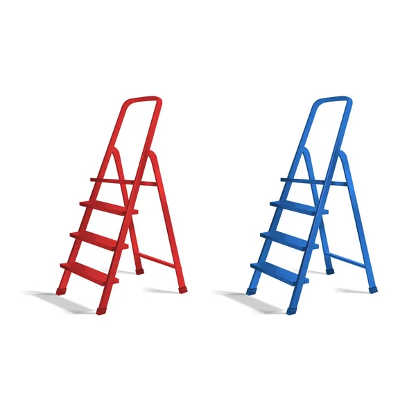 Realistische 3d gedetailleerde kleur stap ladder set. Vector — Stockvector