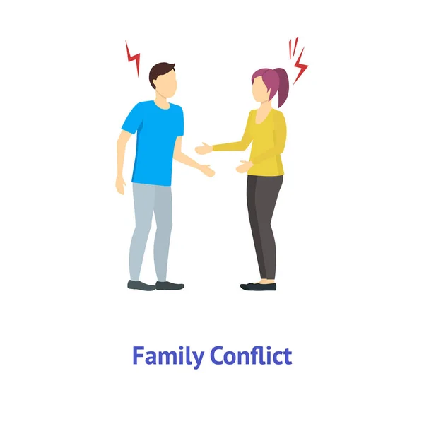 Cartoon Color Characters People Family Conflict. Vector — Stock Vector