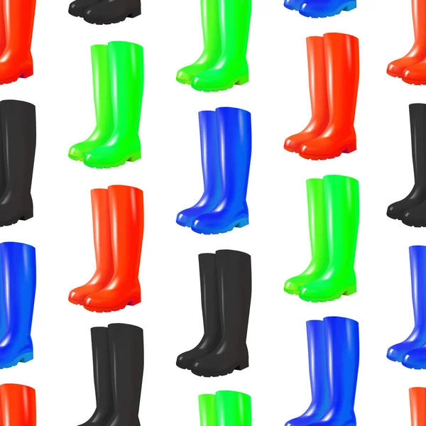 실용주의 3d Detailed Color Rubber Boots Seamless Pattern Background. Vector — 스톡 벡터