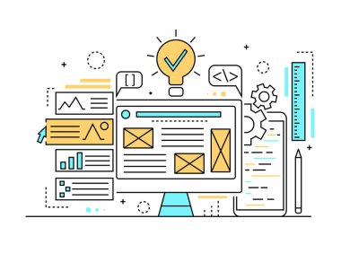 Web Geliştirme Konsepti Doğrusal Biçim. Vektör