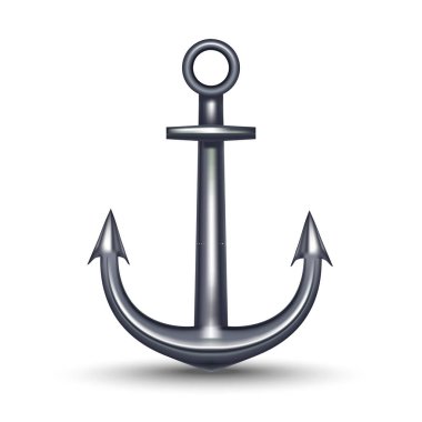 Gerçekçi 3D Ayrıntılı Beyaz Anchor. Vektör