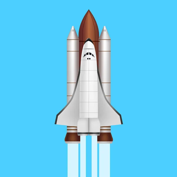 Realistický 3D detailní raketoplán vzlétá. Vektor — Stockový vektor