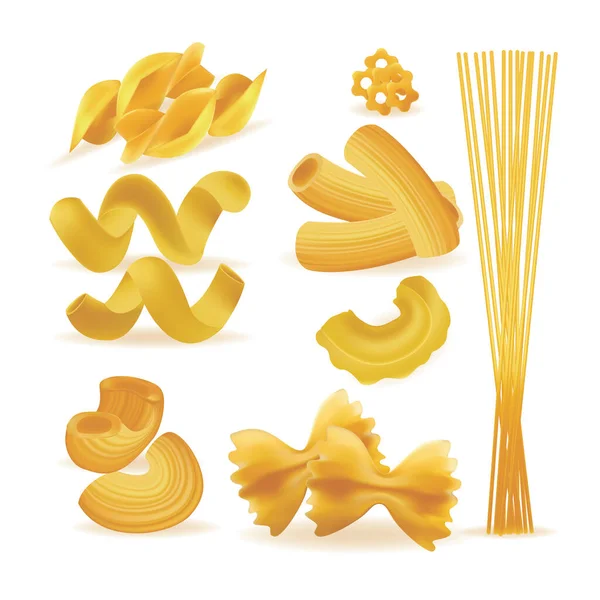 제 3d 파사 누들 스 (Pasta Noodle) 와 마카로니 세트 (Macaroni Set). Vector — 스톡 벡터