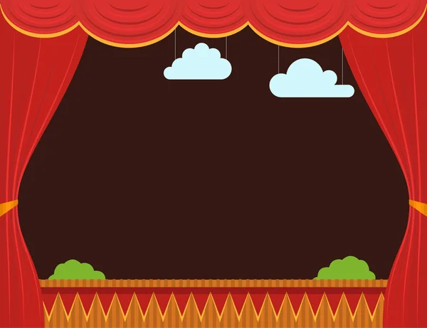 Cartoon Empty Children Puppet Theater Background Card. Vector — Stock Vector