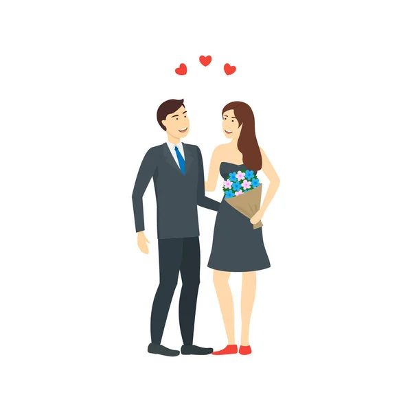 Cartoon Characters People Couple in Love. Vector — Stock Vector