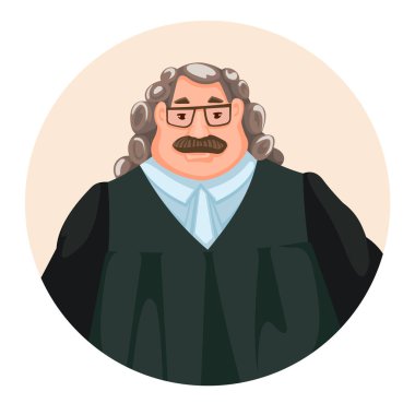 Çizgi film karakteri erkek yargıç konsepti. Vektör