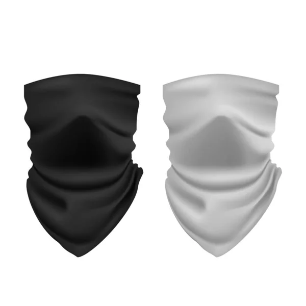 Realistische detaillierte 3D Weiß und Schwarz Blank Wear for Neck Template Mockup Set. Vektor — Stockvektor