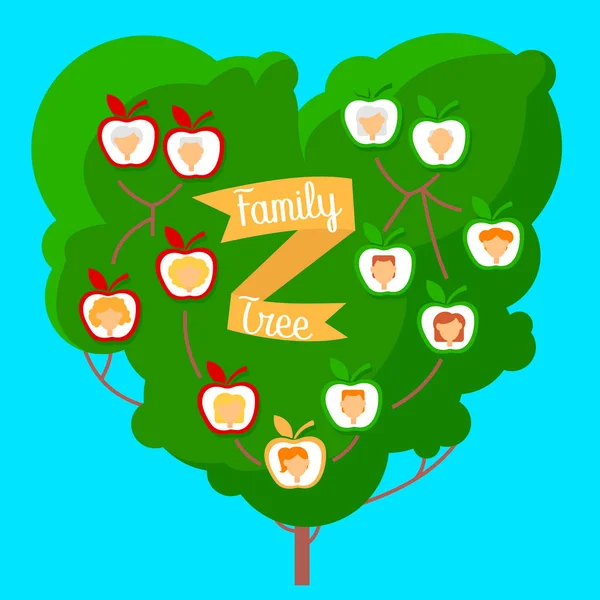 Cartoon Farbe Familie genealogischen Baum Konzept flachen Design-Stil. Vektor — Stockvektor