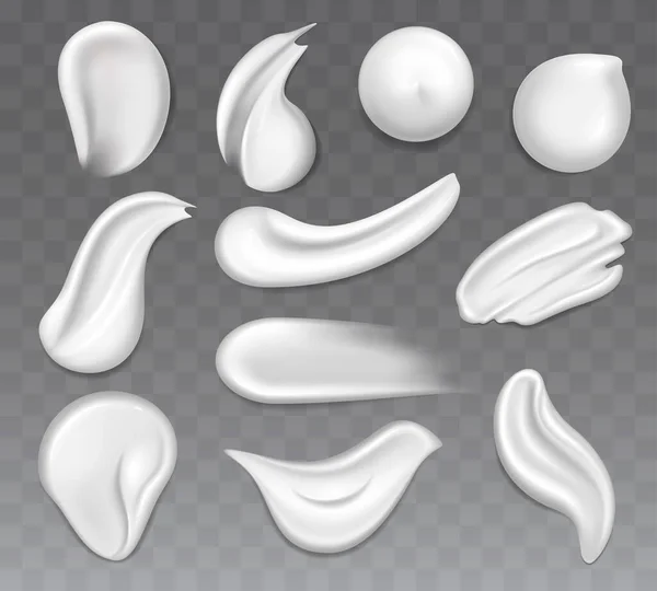 Realistyczny szczegółowy zestaw rozmazów 3D Cream. Wektor — Wektor stockowy