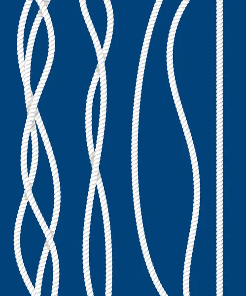 Cuerda blanca detallada realista 3d para la decoración. Vector — Archivo Imágenes Vectoriales