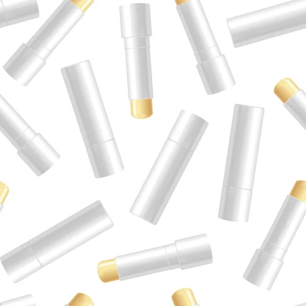 Ρεαλιστική 3d Λεπτομερής White Blank Lip Balm Stick Seamless Pattern Ιστορικό. Διάνυσμα — Διανυσματικό Αρχείο