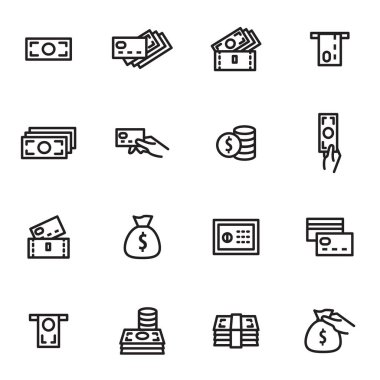 Para İşareti Birleşme Lineer Simgesi Ayarlandı. Vektör