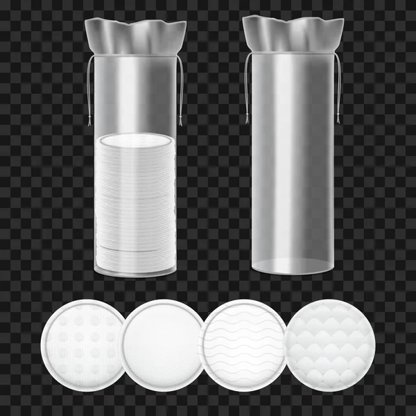 Ρεαλιστική 3d Λεπτομερής Cosmetic Cotton Pads Σετ. Διάνυσμα — Διανυσματικό Αρχείο