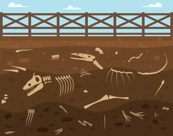 Suelo de dibujos animados con animales muertos Fondo de la tarjeta. Vector — Archivo Imágenes Vectoriales