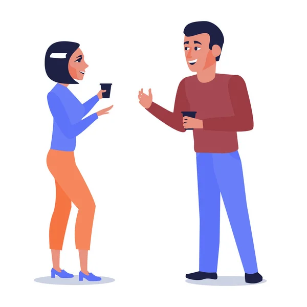 Cartoon Color Characters People Couple Talk Concept. Vector