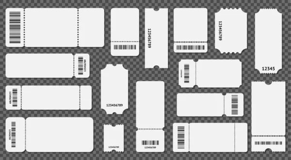 Realistische 3D Gedetailleerde Lege Ticketsjabloon Set. Vector — Stockvector